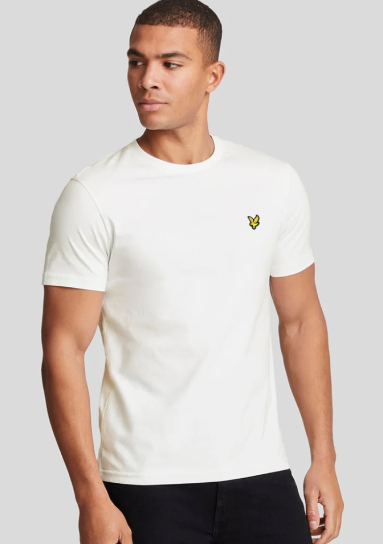 NOS Plain T-shirt effen basic geel logo  626 white
