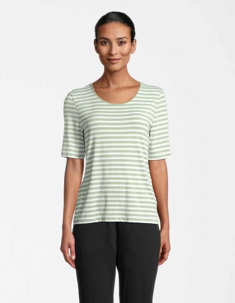 Allison t-shirt km gestreept 10443 salbei st