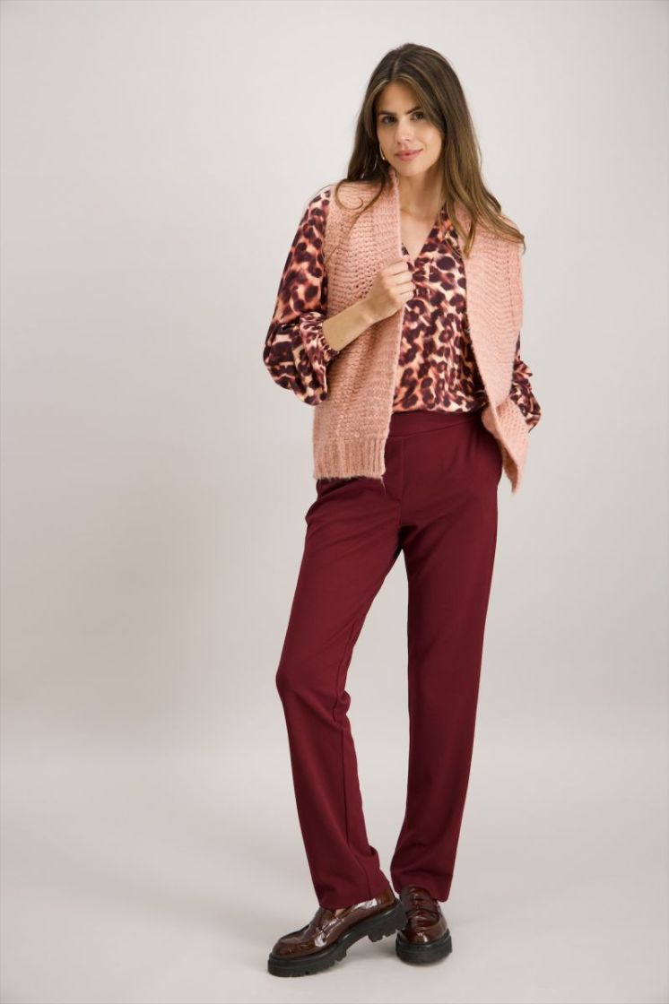 Gilet zonder mouwen brei effen 4 rose