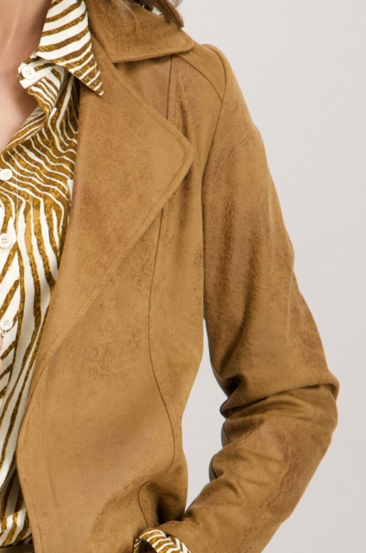 Vestje suèdelook met revers 3 camel 