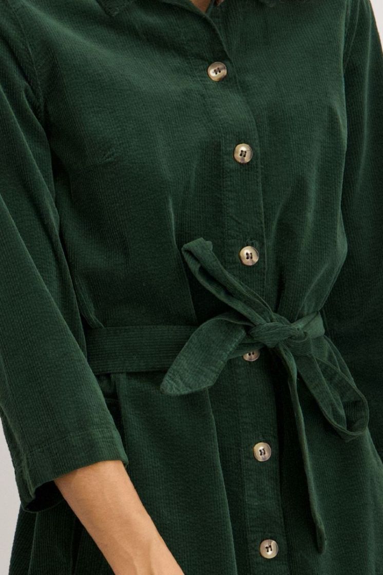 Hemdkleed lang fijne ribfluweel  05 vert bouteil