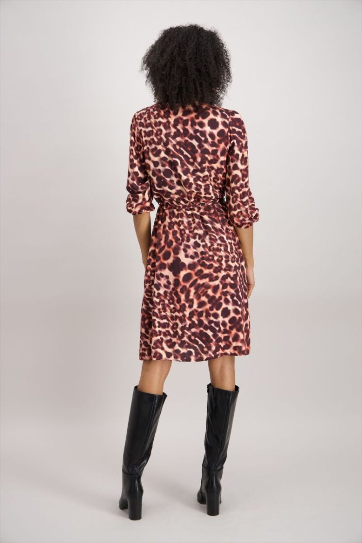 Kleed kort leopardprint roze 04 bordeaux/sau