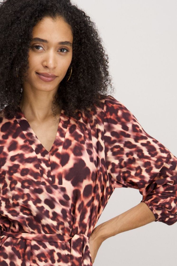 Kleed kort leopardprint roze 04 bordeaux/sau