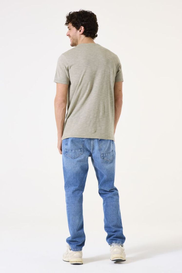 T-shirt basic NOS superfijne streepjes 5476 vetiver
