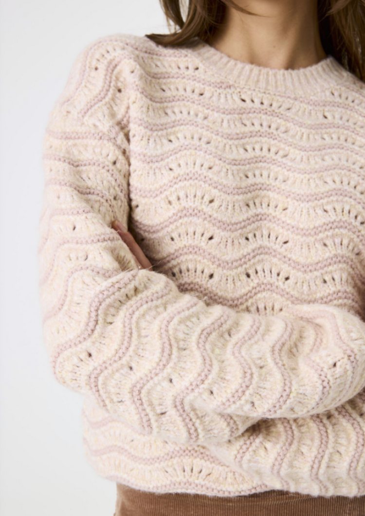 Pull dikker golvenprint met gaten 3106 dusty pink