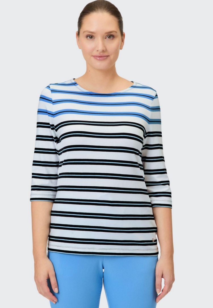 Janette t-shirt hlm gestreept 10636 white bre