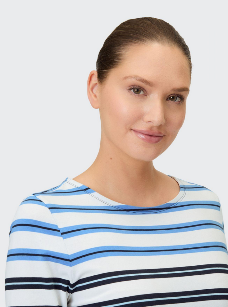 Janette t-shirt hlm gestreept 10636 white bre