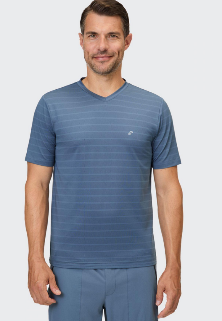 Aldo T-shirt v-hals gestreept 10659 deep sea