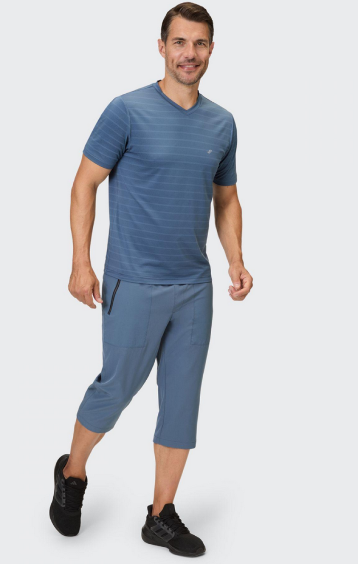 Aldo T-shirt v-hals gestreept 10659 deep sea