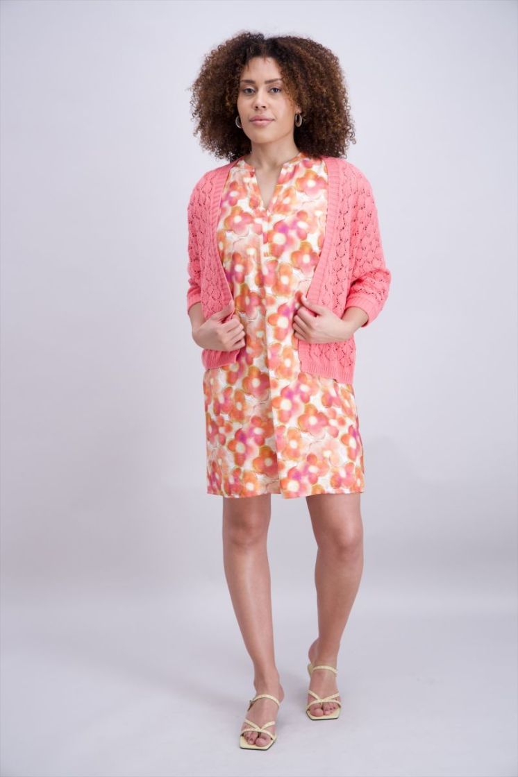 Cardigan gatenprint vleermuis 4 rose   