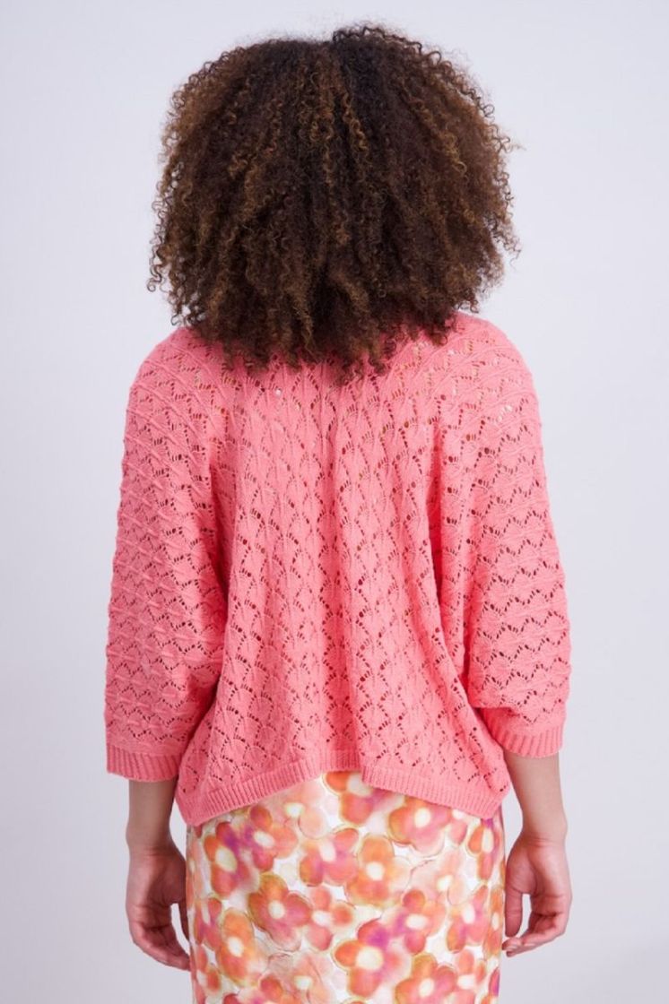 Cardigan gatenprint vleermuis 4 rose   