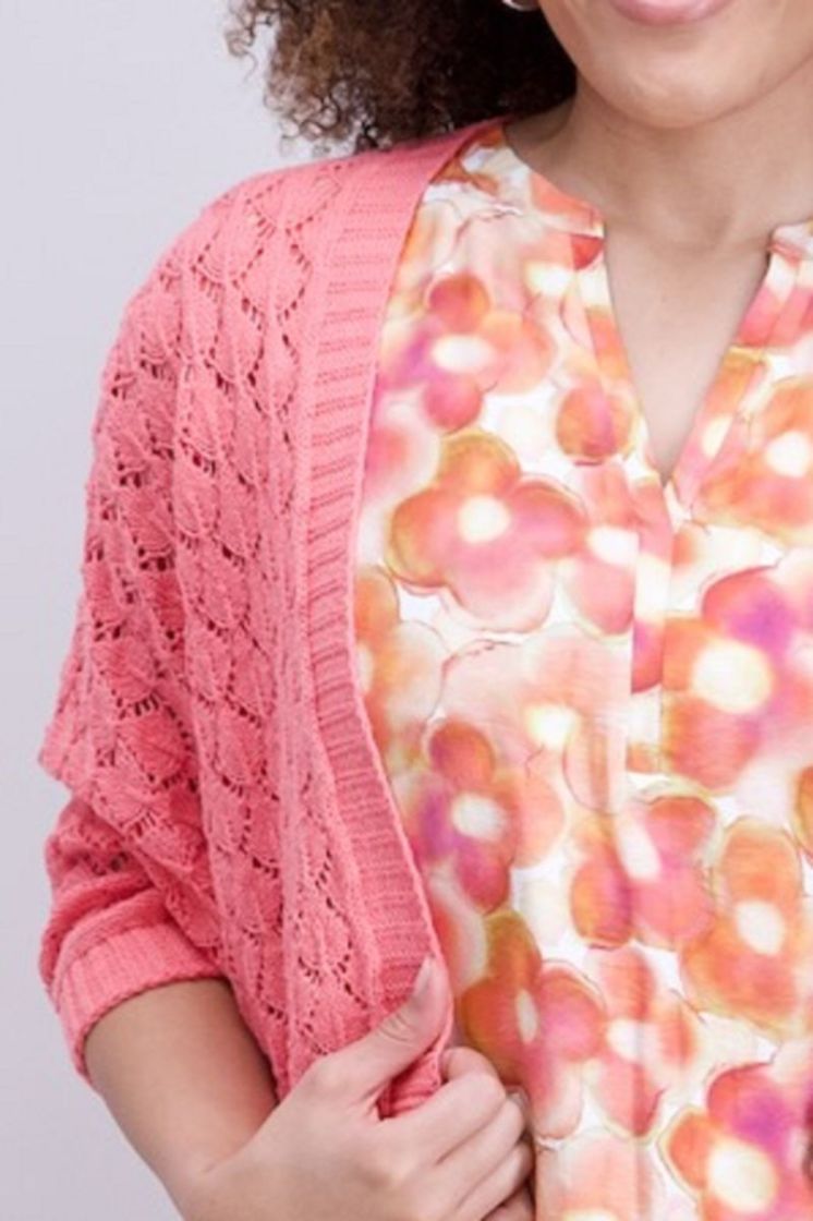Cardigan gatenprint vleermuis 4 rose   
