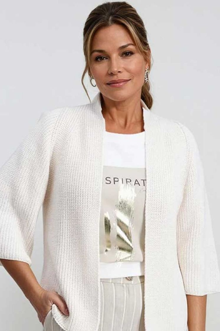 Cardigan hlm split achteraan 1 ecru   