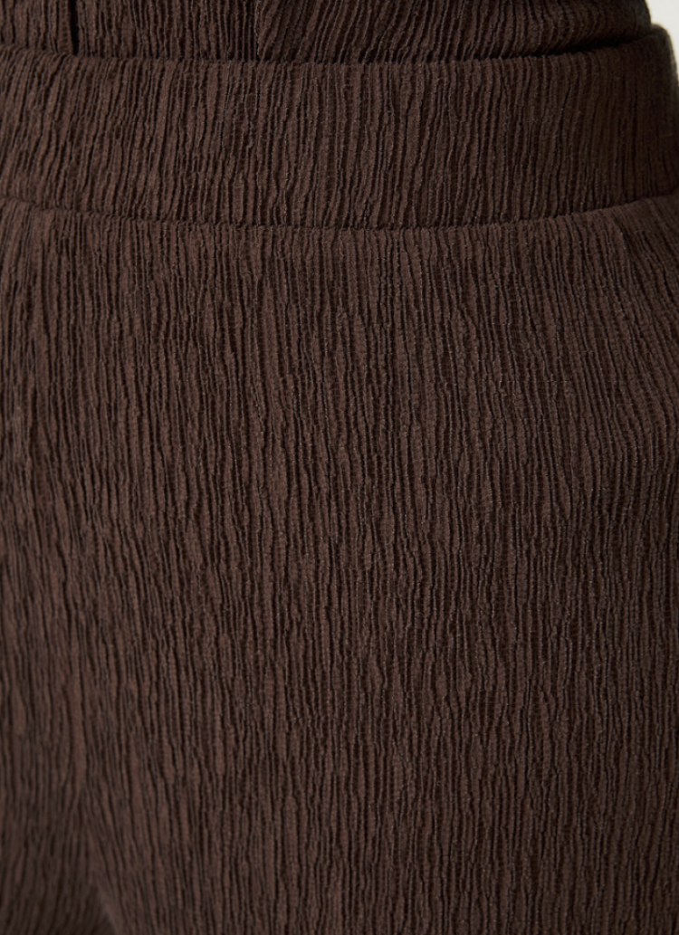 Broek brede pijpen crêpe effen  5688 earth brown 
