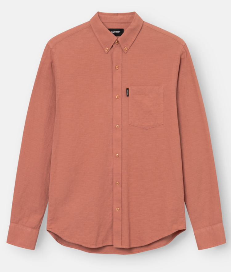 Hemd lm effen met borstzakje 341 canyon stone