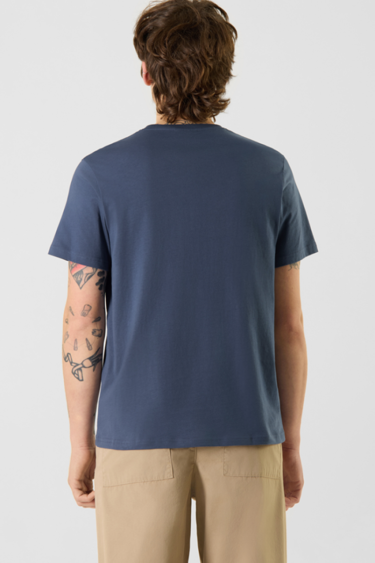 T-shirt basic effen gewone fit 436 pacific blue