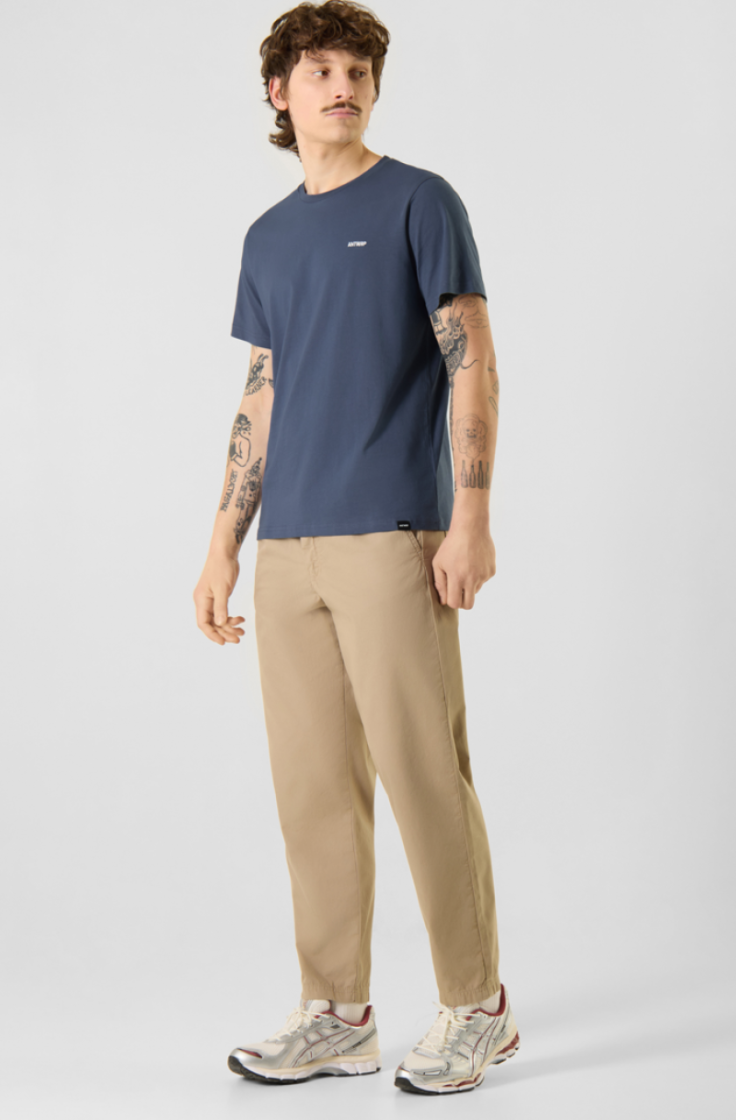 T-shirt basic effen gewone fit 436 pacific blue