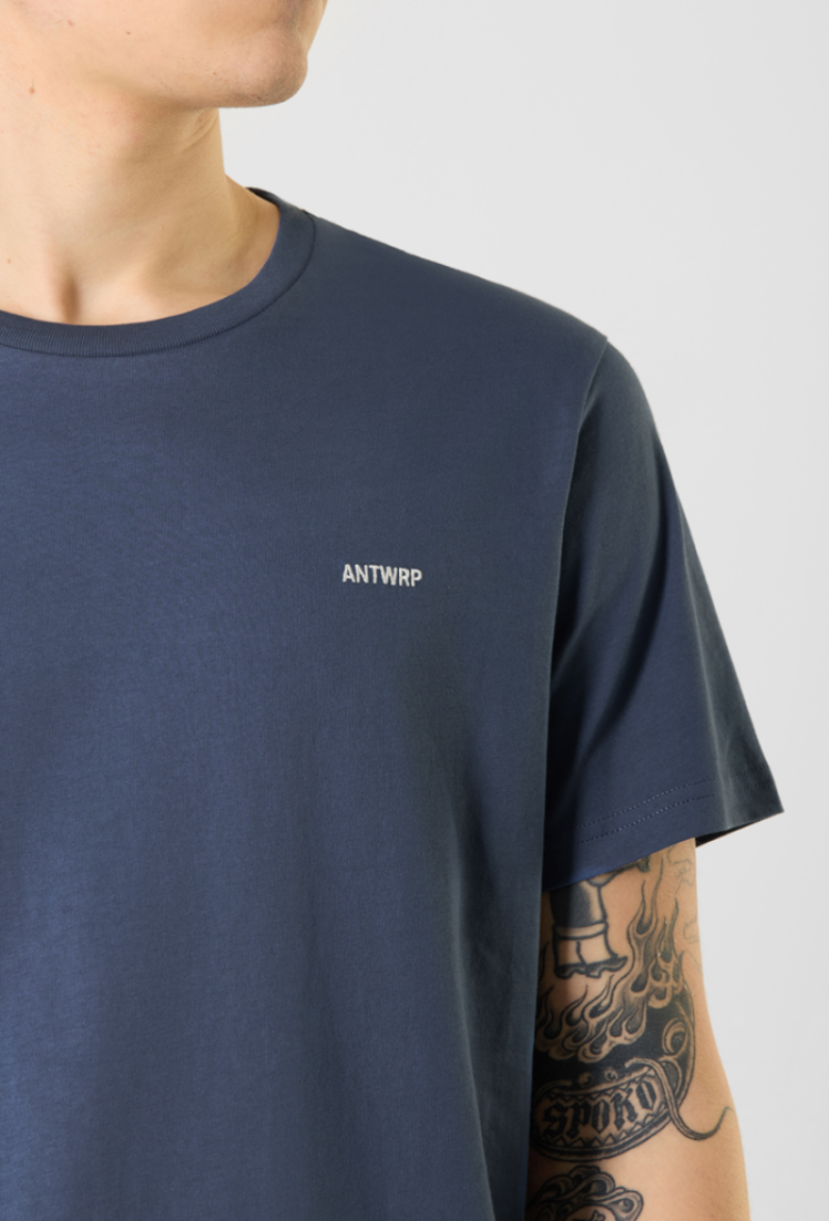 T-shirt basic effen gewone fit 436 pacific blue