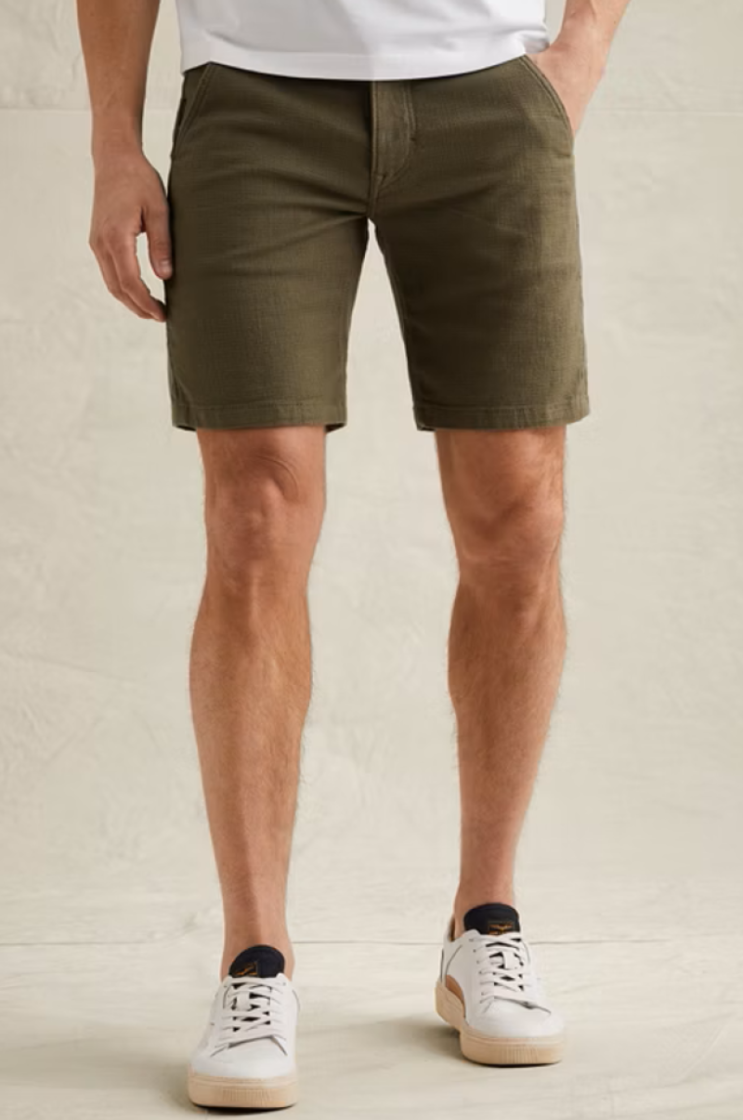 Short linen structuur met touwtjes 6389 dusky gree