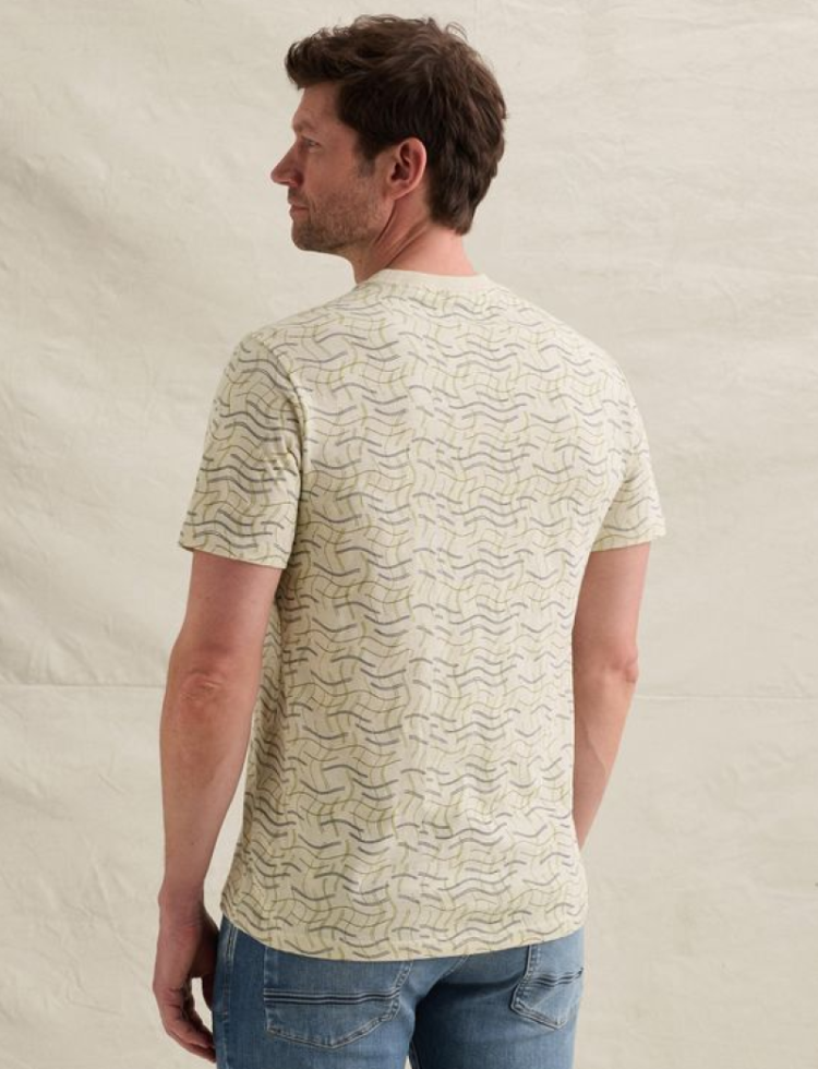 T-shirt AOP kromme lijntjes 7013 Bone White