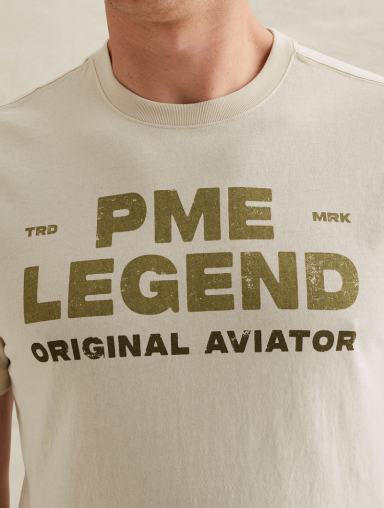 T-shirt grote letters PME LEGEND original aviator 7013 Bone White