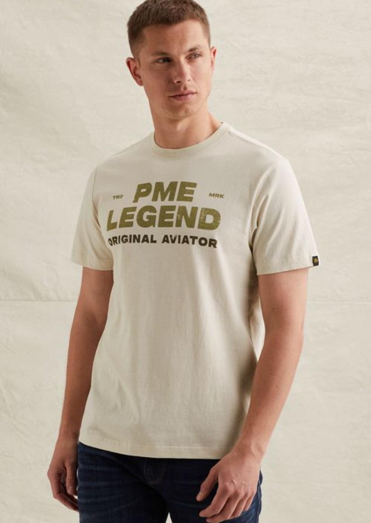T-shirt grote letters PME LEGEND original aviator 7013 Bone White