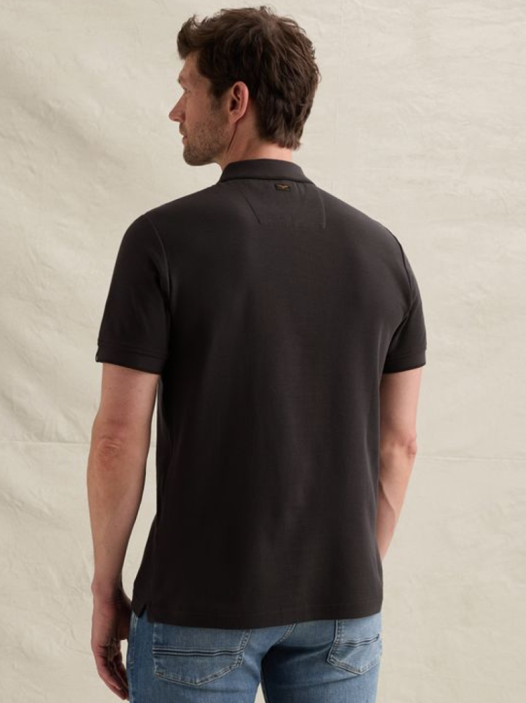 Polo km met rits aan kraag 9140 obsidian