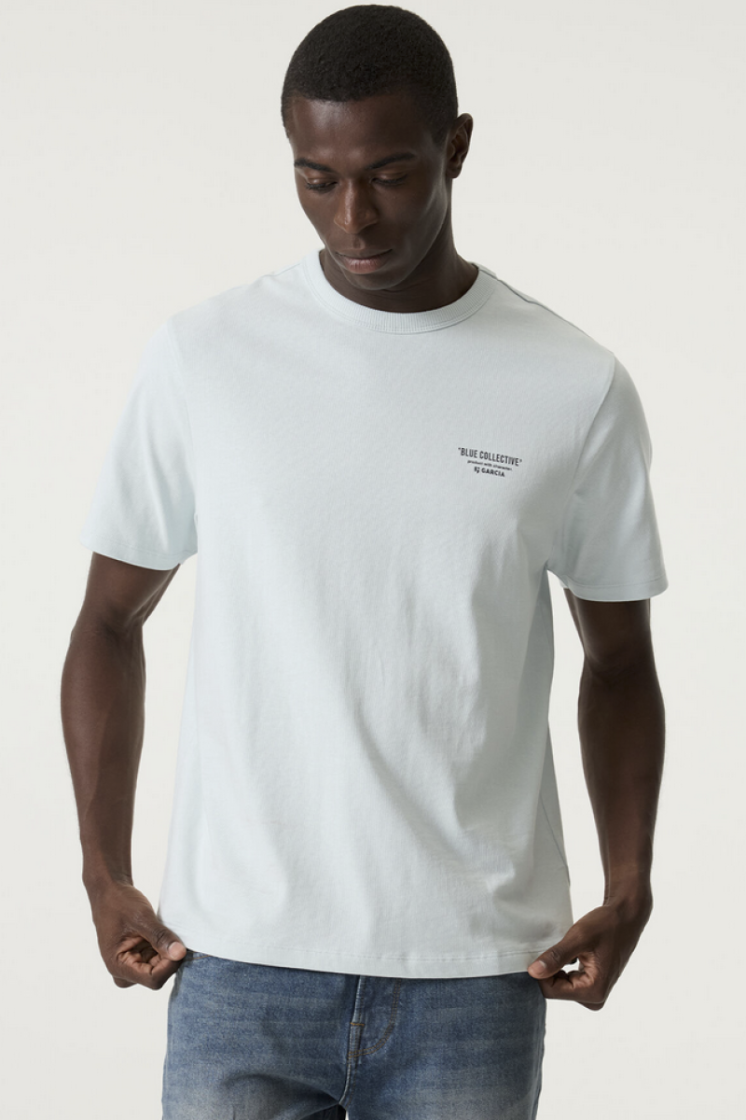 T-shirt grote backprint straat terrasjes 5816 wan blue