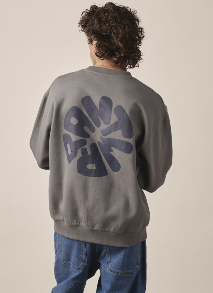 Sweater effen met backprint letters in cirkel straight fit 215 dolphin