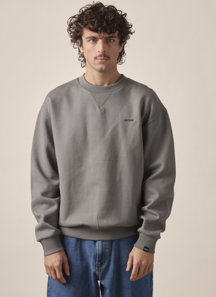 Sweater effen met backprint letters in cirkel straight fit 215 dolphin