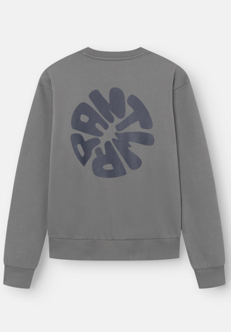 Sweater effen met backprint letters in cirkel straight fit 215 dolphin