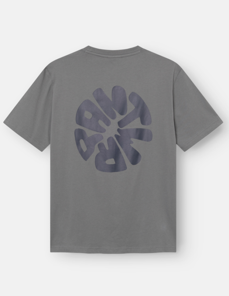 T-shirt effen met backprint letters in cirkel 215 dolphin