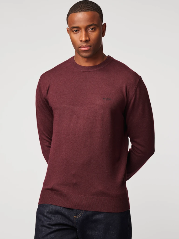 Pull basic ronde hals 313 burgundy