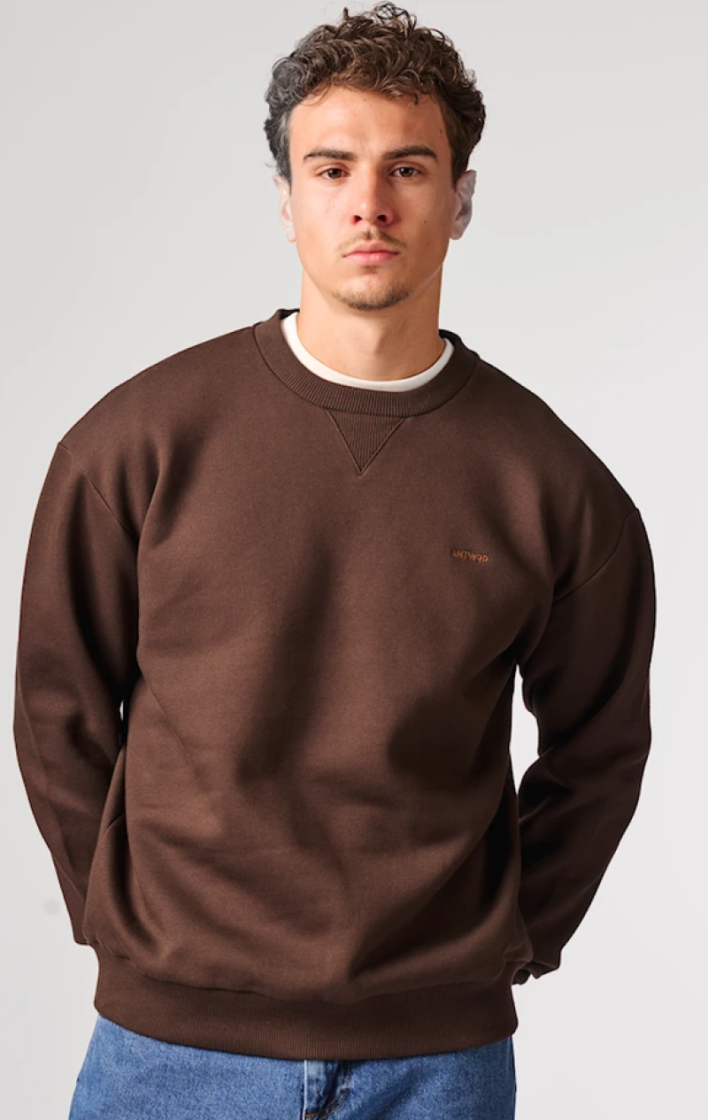 Sweater backprint letters Antwrp in cirkel  600 brown