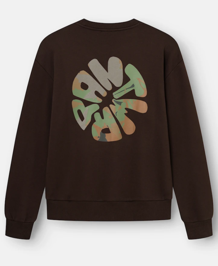 Sweater backprint letters Antwrp in cirkel  600 brown