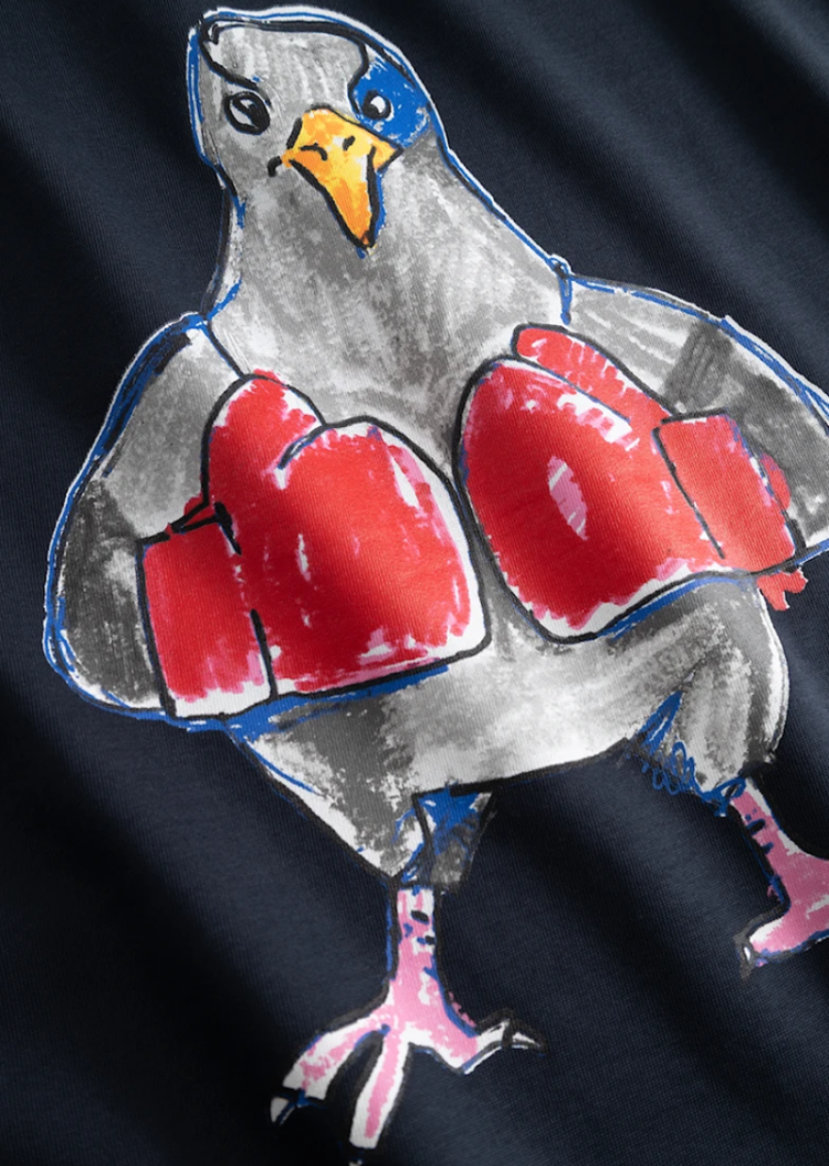 T-shirt backprint boksende duif 407 Ink Blue