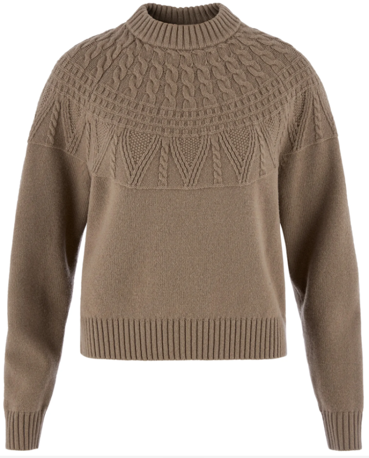 Ovik Solid Jacquard Knit Women 244 Suede Brown