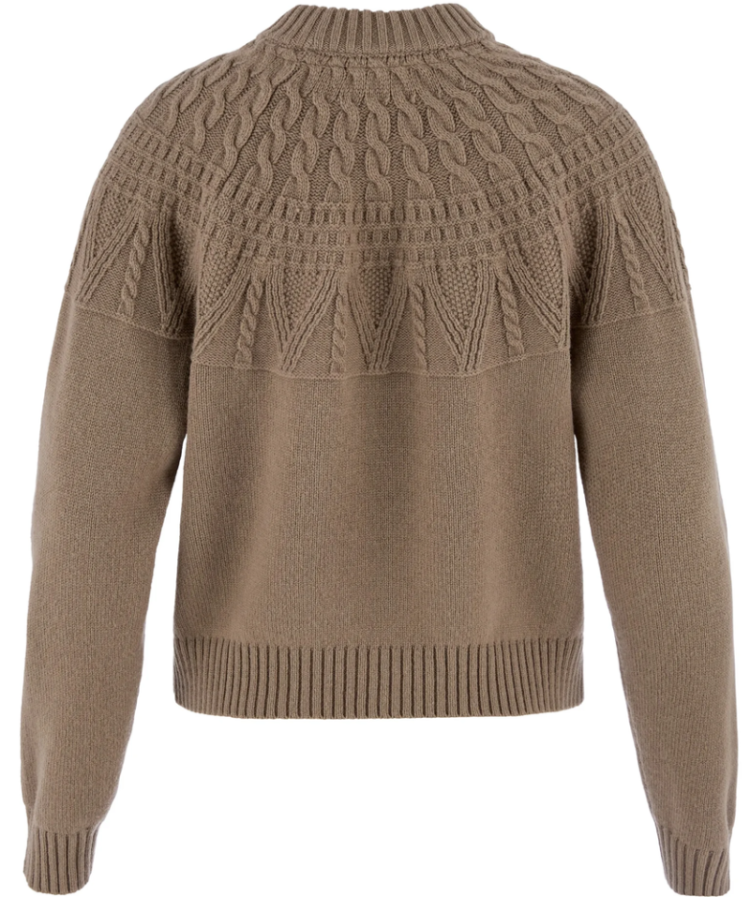 Ovik Solid Jacquard Knit Women 244 Suede Brown