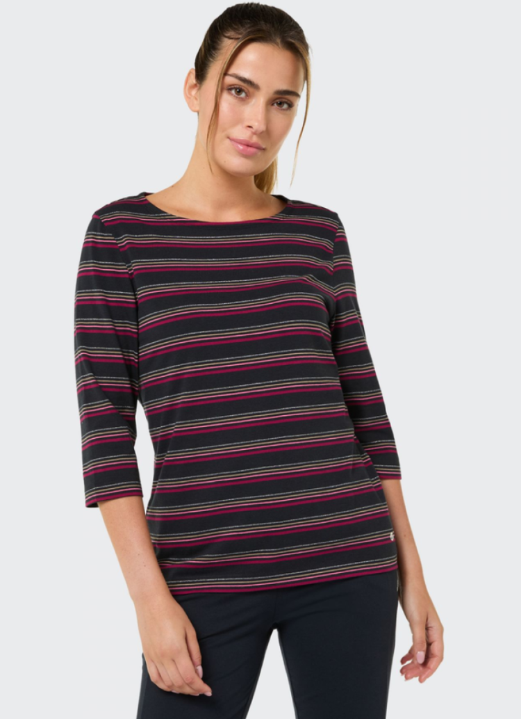 Gina T-shirt hlm multistrepen 10672 motley stripes