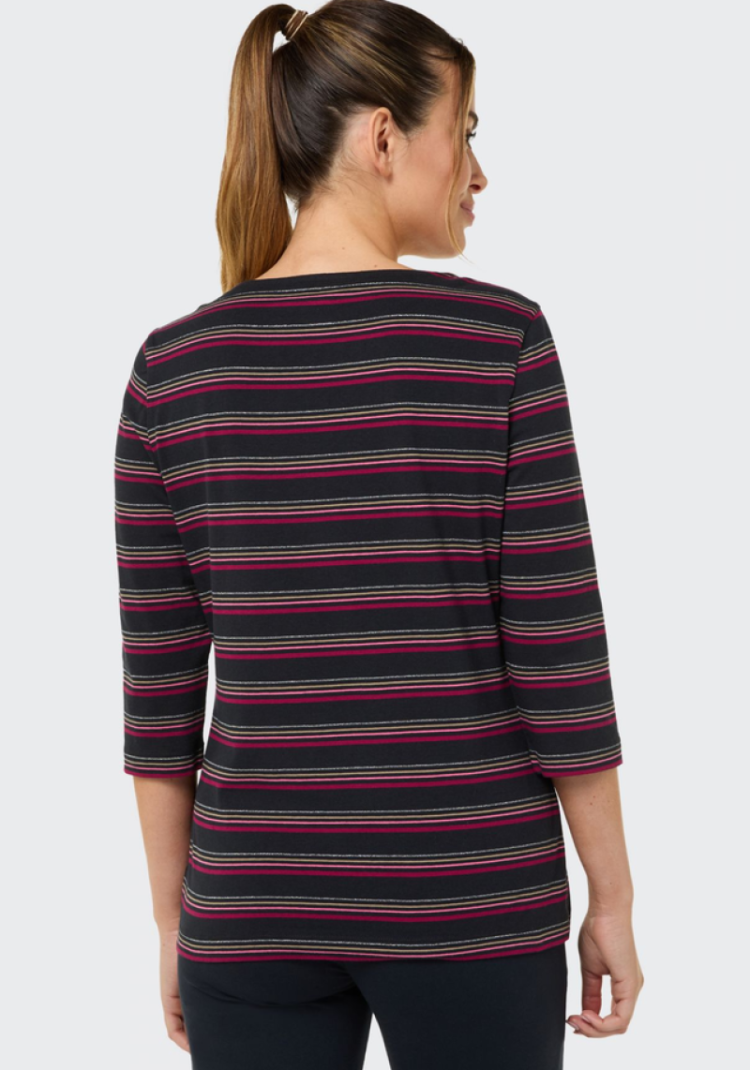 Gina T-shirt hlm multistrepen 10672 motley stripes
