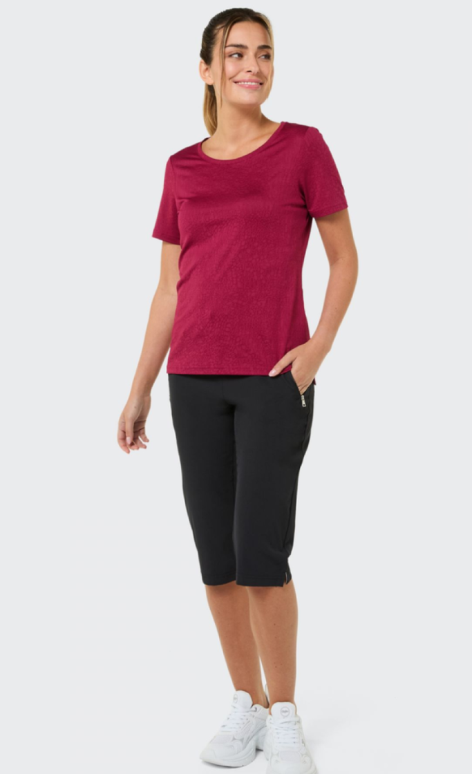 Fea T-shirt km tst print 10664 plum red