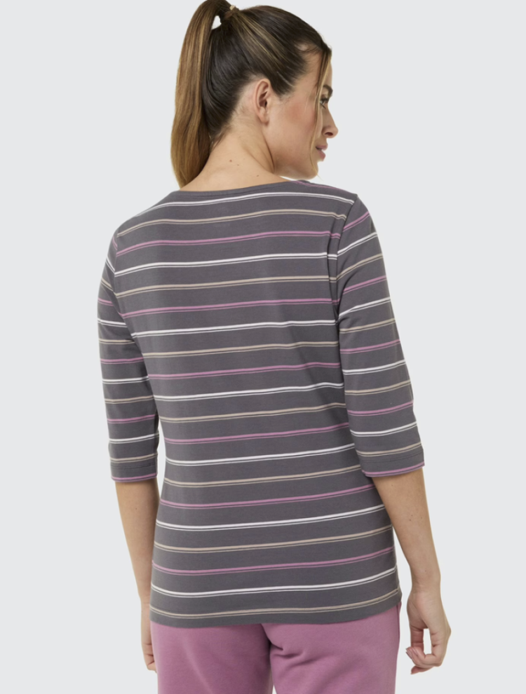 Maike T-shirt hlm multistrepen 10690 volcanic sand stripes