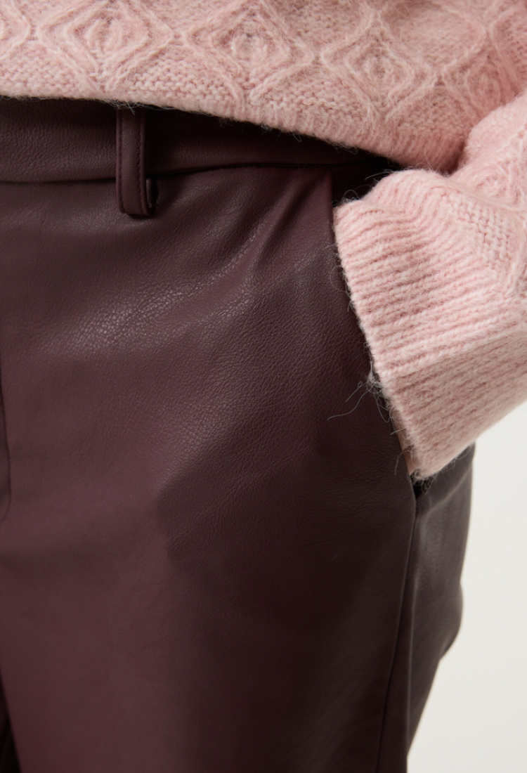 Broek lederlook brede pijpen  4081-rosewood