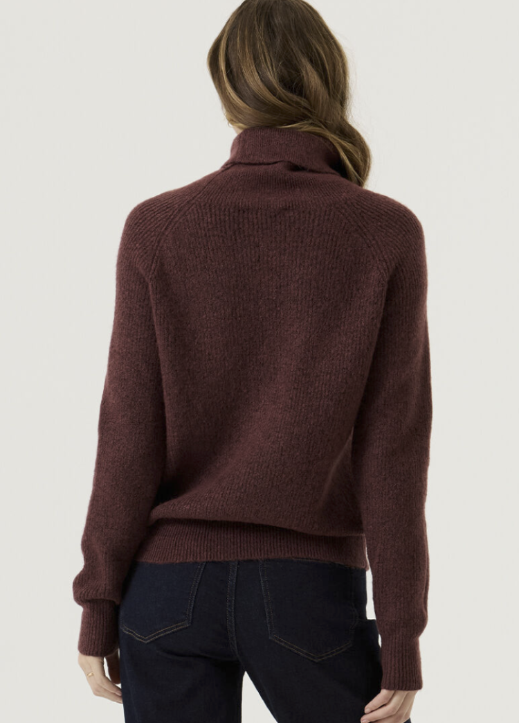 Pull rolkraag effen 4081-rosewood