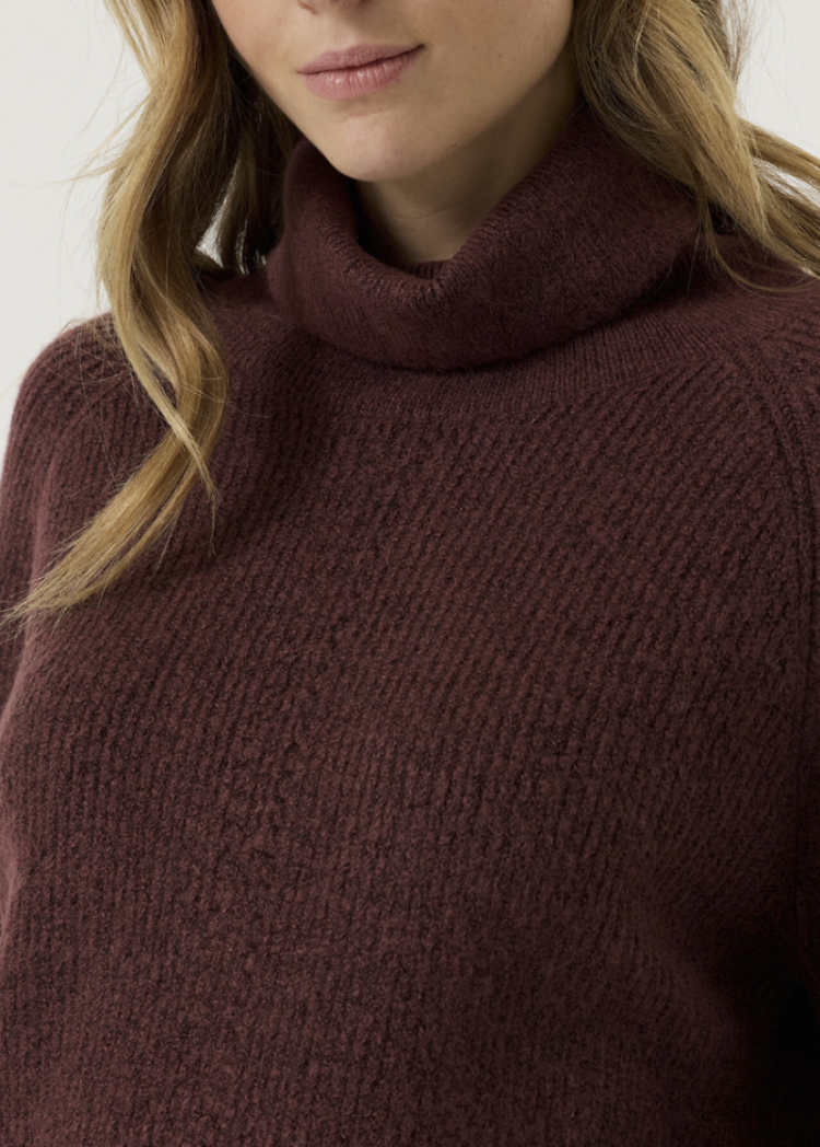 Pull rolkraag effen 4081-rosewood