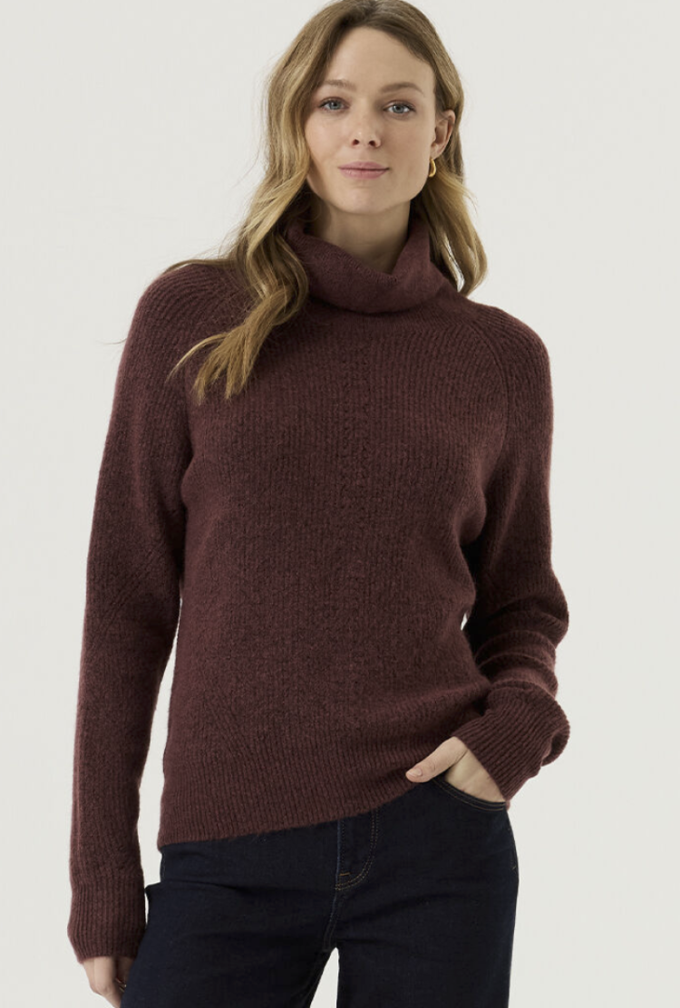 Pull rolkraag effen 4081-rosewood
