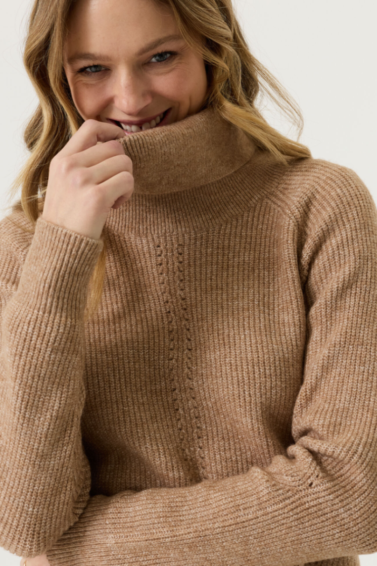 Pull rolkraag effen 5232-soft taupe