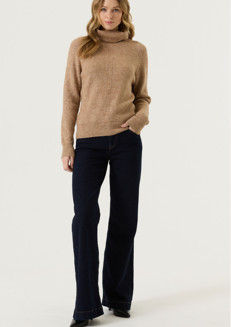 Pull rolkraag effen 5232-soft taupe