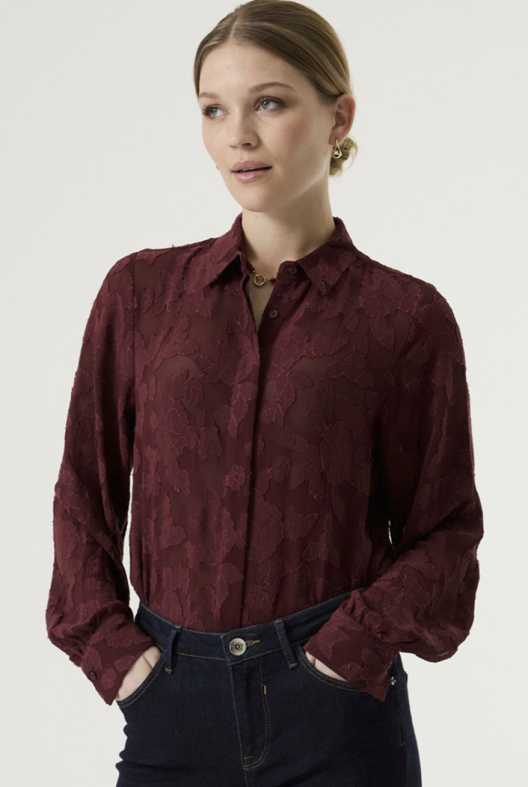 Hemd tst bloemen 4081-rosewood