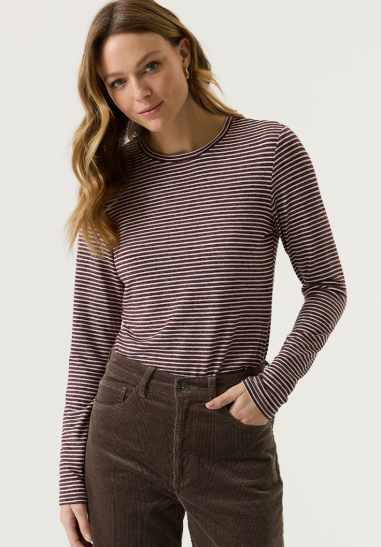 T-shirt lange mouwen gestreept 4081-rosewood